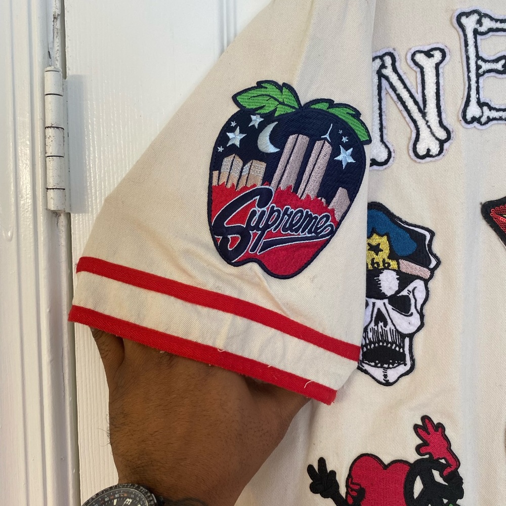 Supreme patches denim baseball Jersey